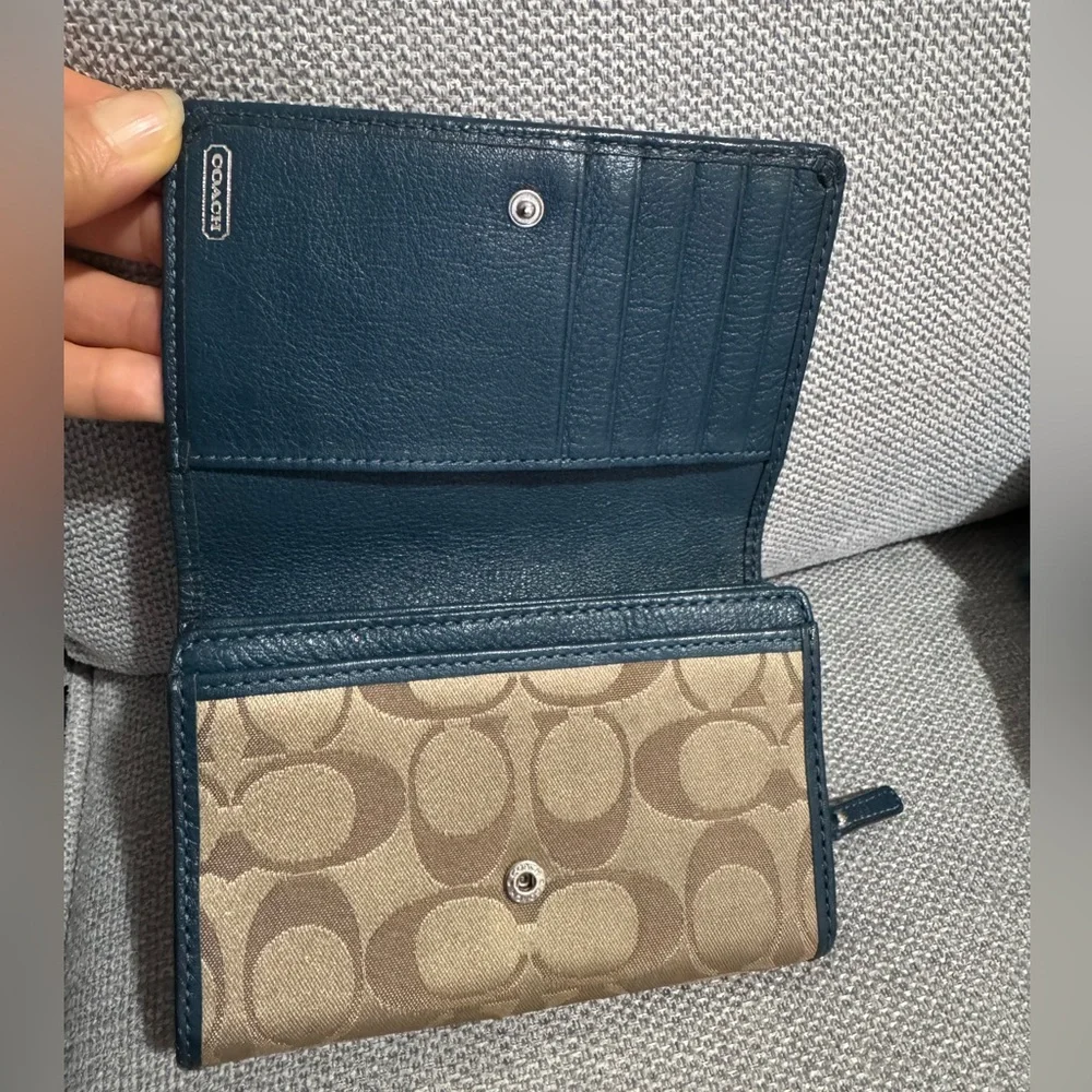Coach Poppy Dark Teal Wallet - Picture 4 of 16